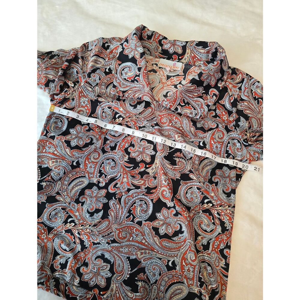 3/$25 VTG Peggy Lou California Paisley Blouse Boho Flowy 3/4 Sleeve Top Womens L - Picture 6 of 7